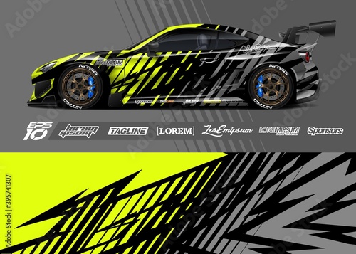Car wrap decal designs. Abstract racing and sport background for racing livery or daily use car vinyl sticker.
