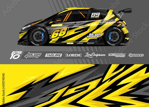 Car wrap decal designs. Abstract racing and sport background for racing livery or daily use car vinyl sticker. 