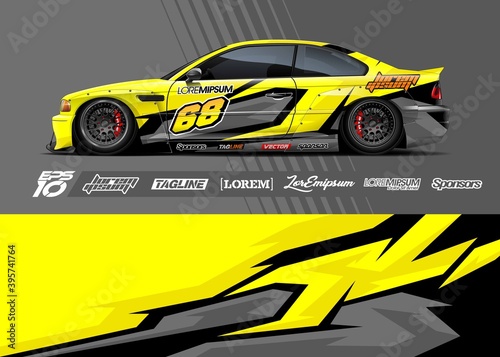 Car wrap decal designs. Abstract racing and sport background for racing livery or daily use car vinyl sticker. 