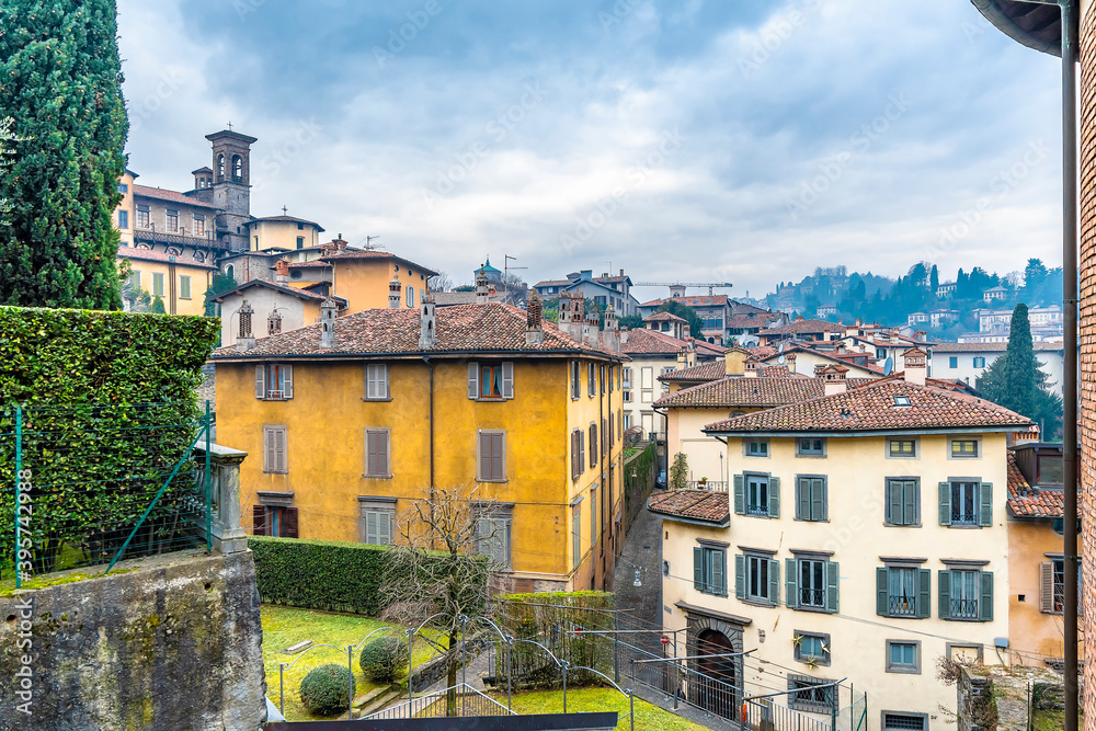 Obraz premium Citta Alta view from Rocca di Bergamo in Italy