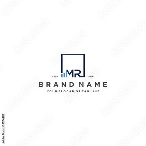 letter MR square logo finance design vector