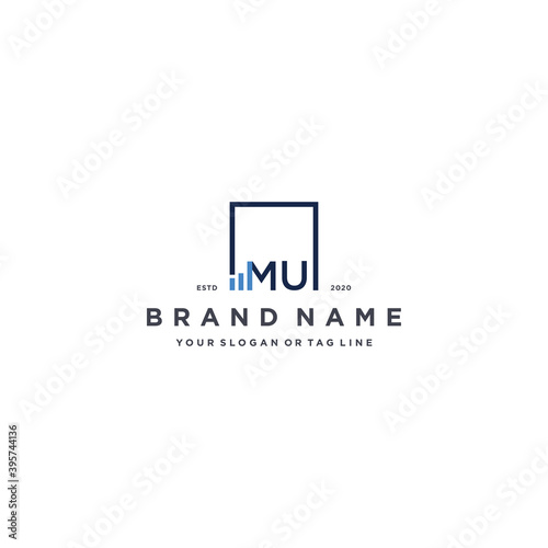 letter MU square logo finance design vector