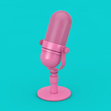 Vintage Pink Microphone Mock Up in Duotone Style. 3d Rendering