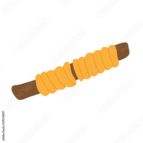 Cartoon flat trdelnik. Symbol of Czech. Vector flat illustration isolated on white background