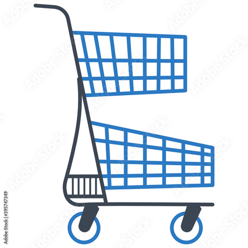 Double Tray Shopping Cart Concept, Steel Trolley baskets for Office and commercial Use Vector Icon design, Black Friday and Cyber Monday Sale Symbol on White background 