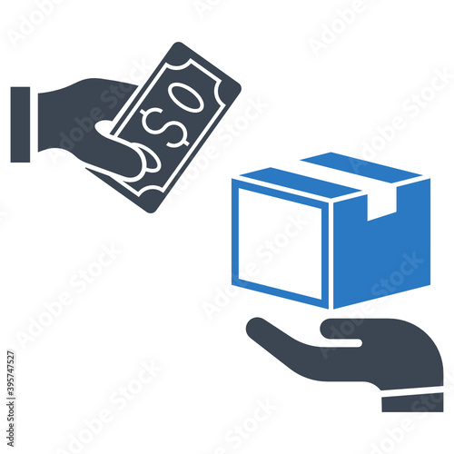 Cash On Delivery Concept, Payment by cash upon parcel arriving Vector Icon Design, Easy Payment Method Sign, Black Friday and Cyber Monday Sale Symbol on White background 
