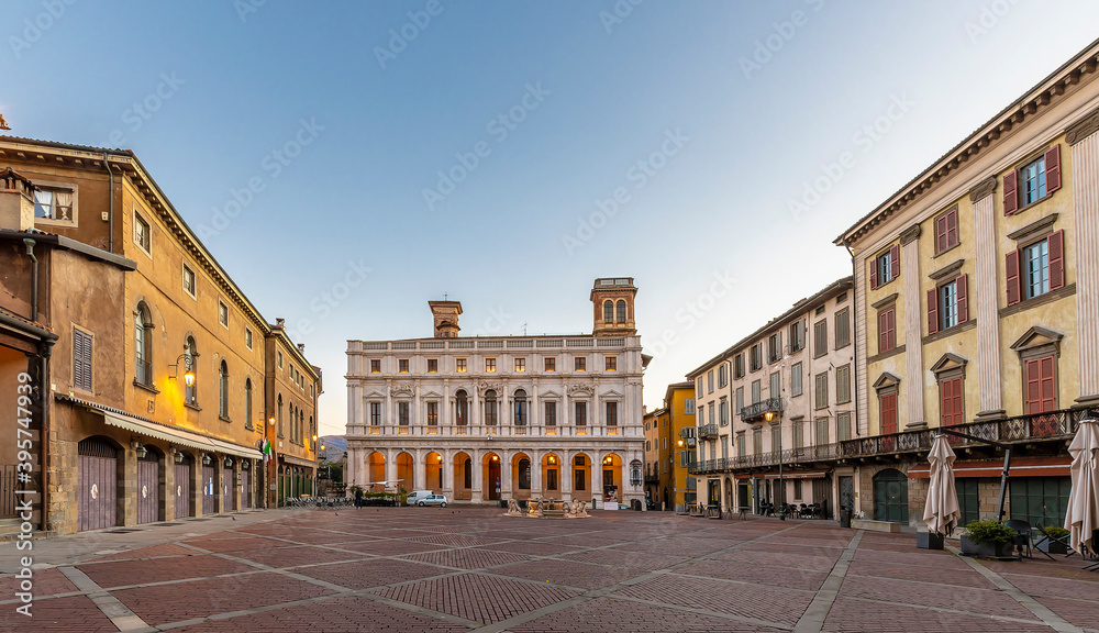 Piazza Vecchia view in Bergamo City.