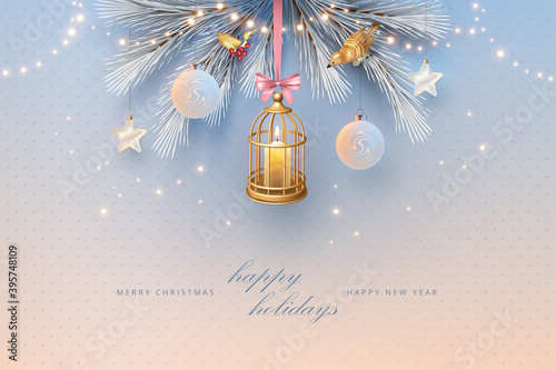 Happy New Year and Merry Christmas banner