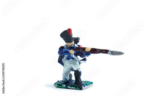 Shot of handmade tin soldier on the white background
