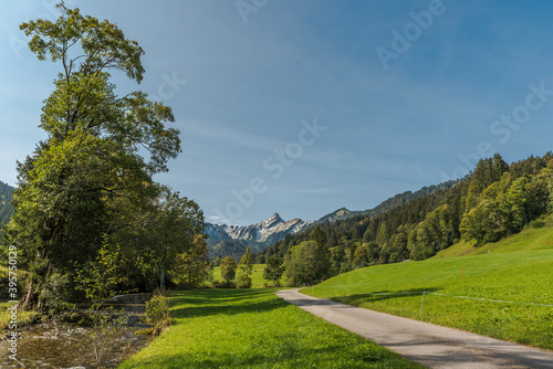 Landschaft im Toggenburg, Blick auf den Berg Speer, Kanton St. Gallen, Schweiz photo