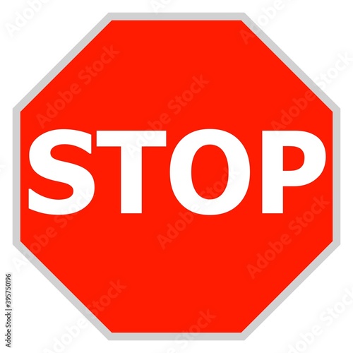 Vector illustration of isolated stop sign, on white background. Simple flat style.