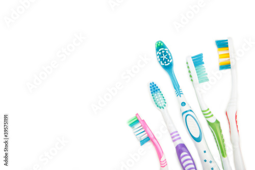 Toothbrushes set isolated on a white background.