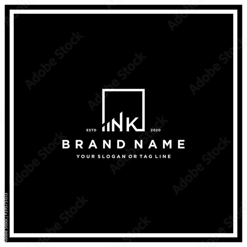 letter NK square logo finance design vector photo