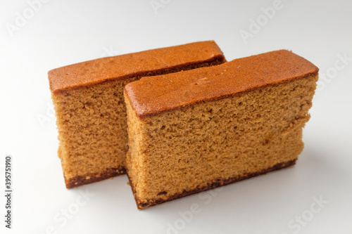 Soft castella on white background