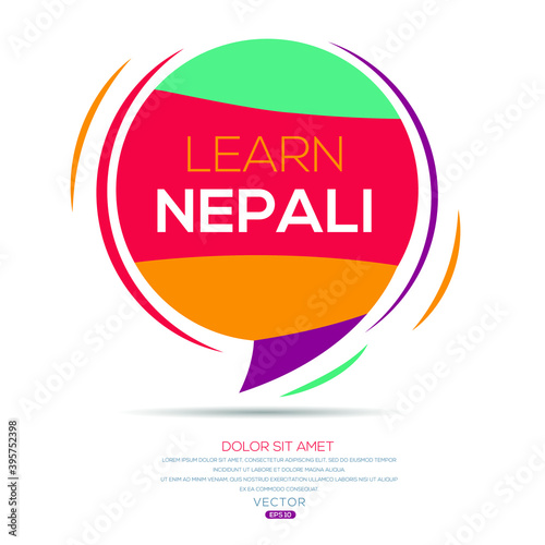 Creative (learn Nepali) text written in speech bubble ,Vector illustration.