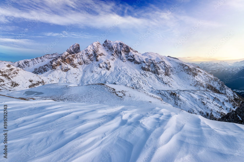 Beautiful winter landscape of mountains range