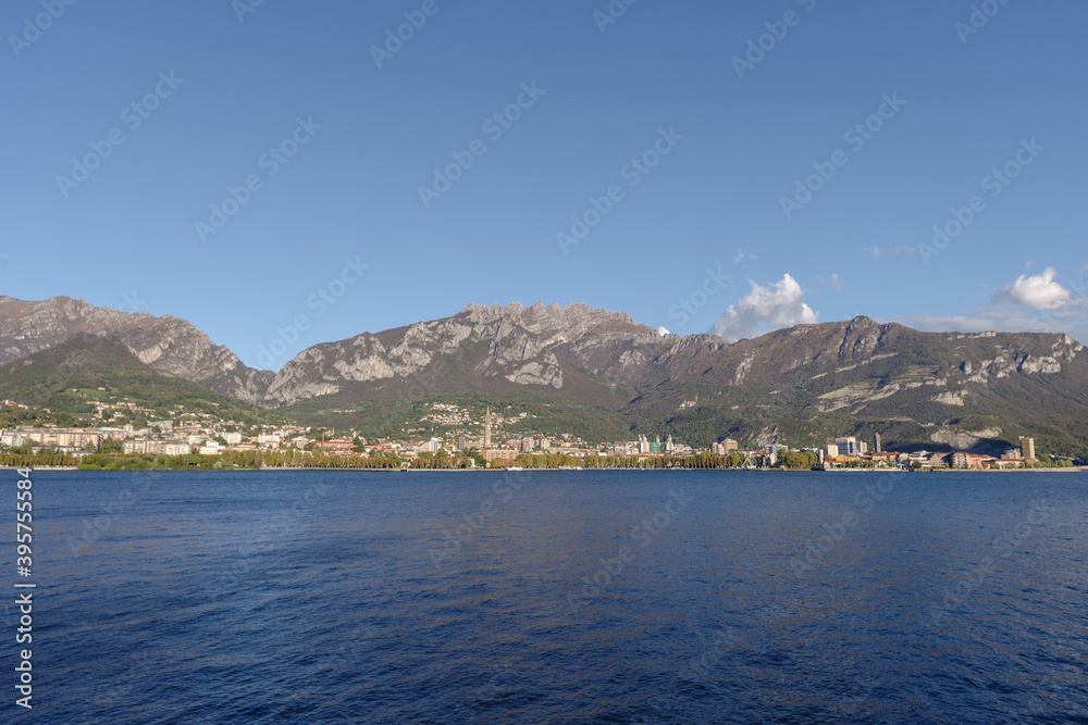 View of Lecco from the lakefront. Como Lake, Italy
