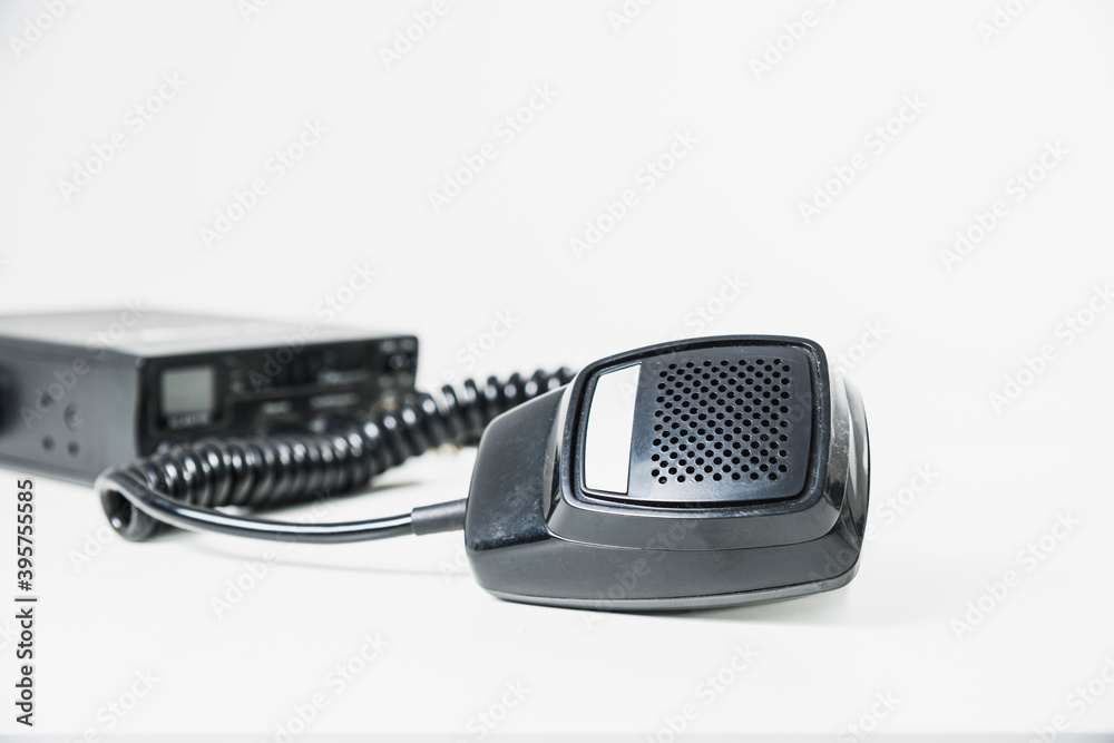 Black CB radio. Radio wave communication concept. Provision of information  via walkie-talkies, remote radio. Stock Photo | Adobe Stock