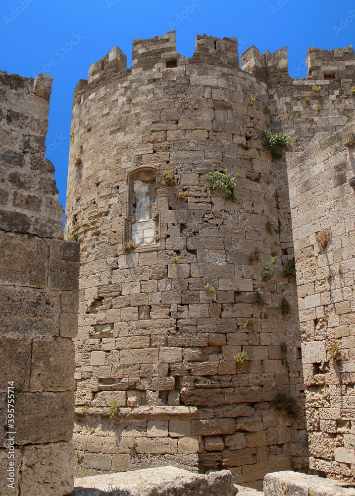 Tower of Virgin Mary, Fortifications of Rhodes, the Old Town of Rhodes, Rhodes, Greece