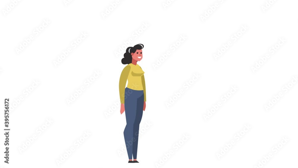 Cartoon Cute Woman Character Happy Jumping Isolated Loop 2d Animation. Luma matte Cartoon Cute Woman Character Happy Jumping Isolated Loop 2d Animation. Luma matte