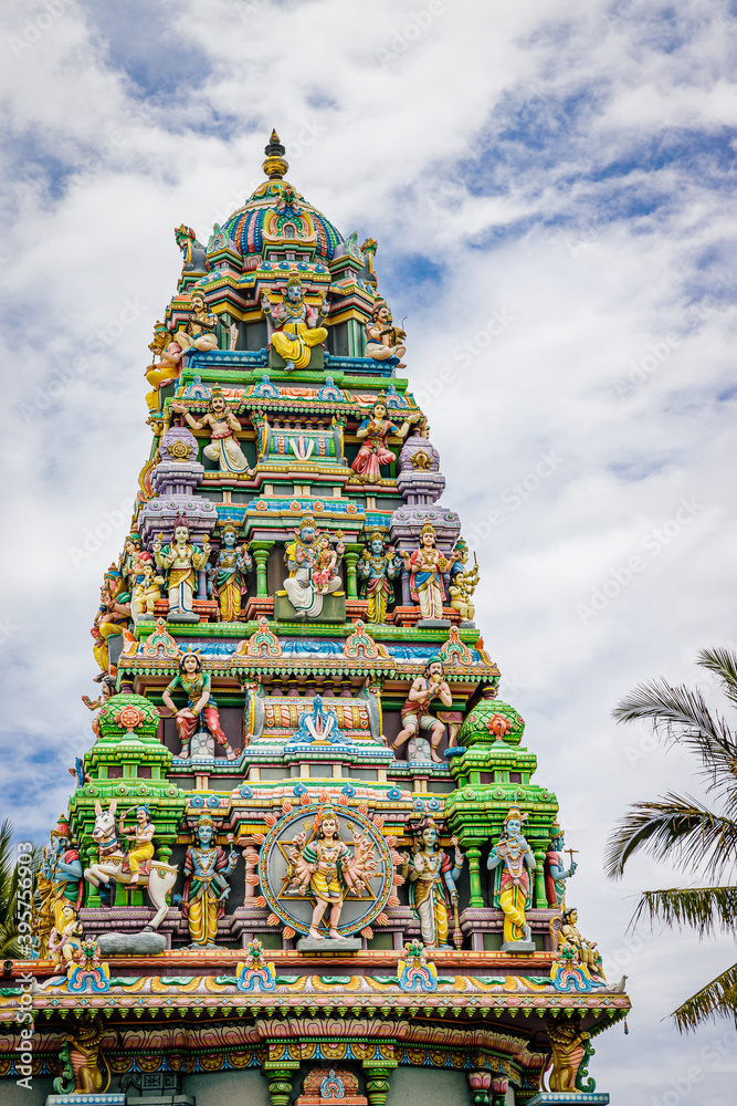 Tower of Narassingua Peroumal tamil temple in Saint-Pierre on Reunion Island