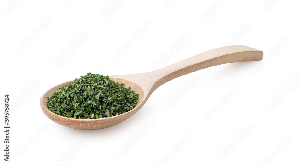 Dried parsley on white background Dried parsley on white background