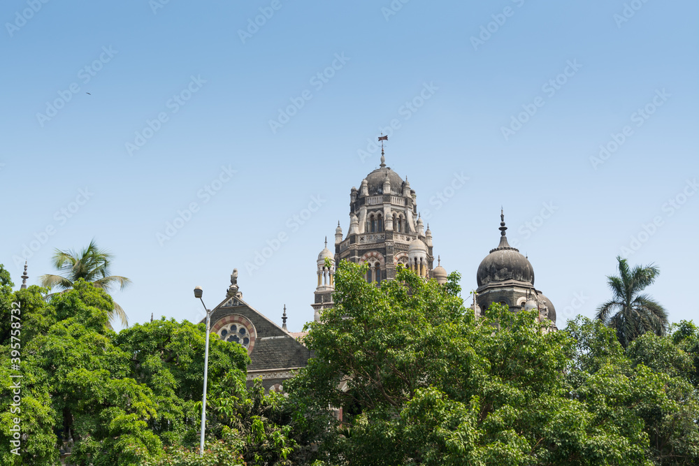 Domes of  Western Railway Head Office, old British colonial buildings in Mumbai, India