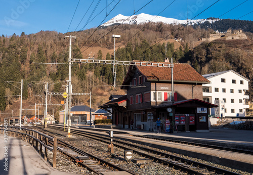 Narrow gauge railway station in Grüsch, Switzerland