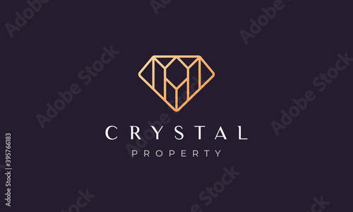 creative diamond property logo in modern and luxury style with gold color