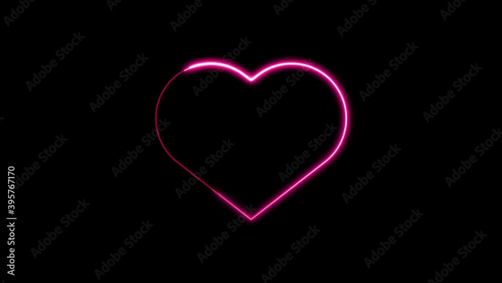 heart neon glowing line icon isolated on black background. motion graphic animation.4K Video heart neon glowing line icon isolated on black background. motion graphic animation.4K Video