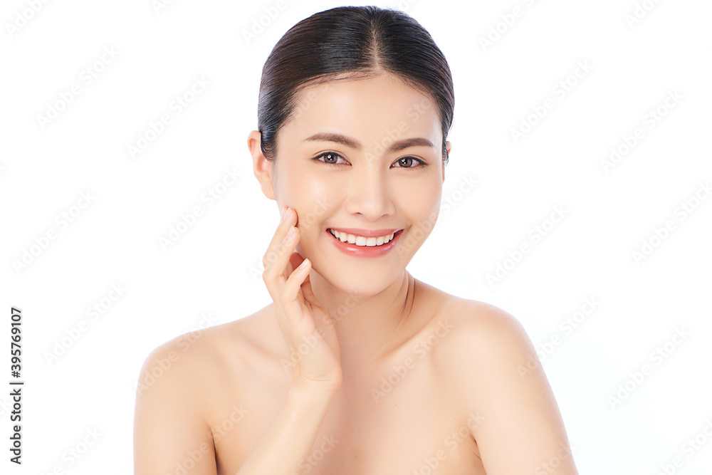 Beautiful young asian woman with clean fresh skin on white background, Face care, Facial treatment, Cosmetology, beauty and spa, Asian women portrait Beautiful young asian woman with clean fresh skin on white background, Face care, Facial treatment, Cosmetology, beauty and spa, Asian women portrait