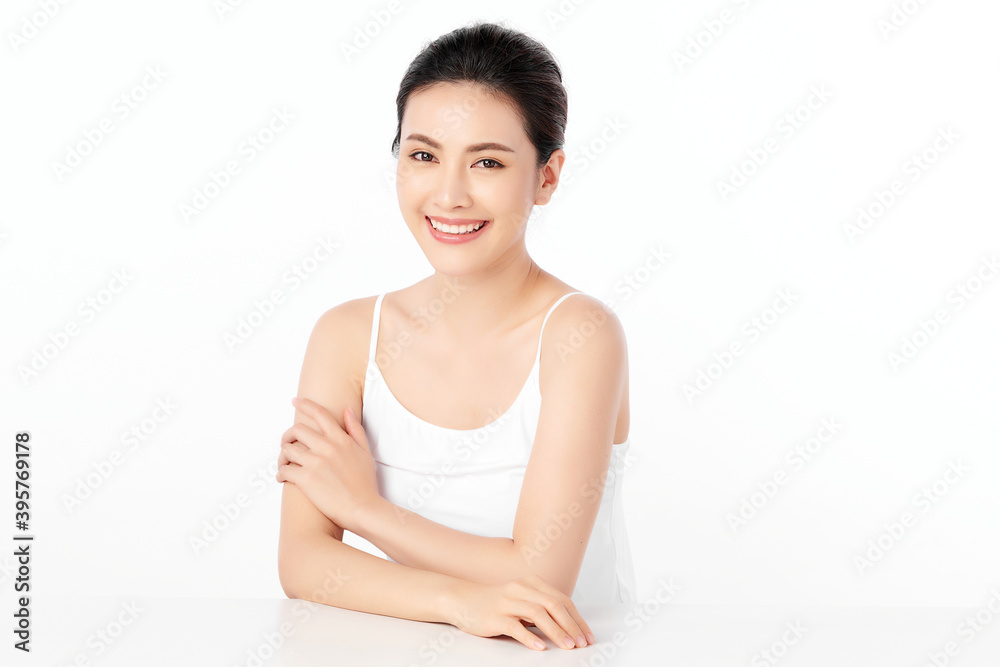 Beautiful young asian woman with clean fresh skin on white background, Face care, Facial treatment, Cosmetology, beauty and spa, Asian women portrait Beautiful young asian woman with clean fresh skin on white background, Face care, Facial treatment, Cosmetology, beauty and spa, Asian women portrait