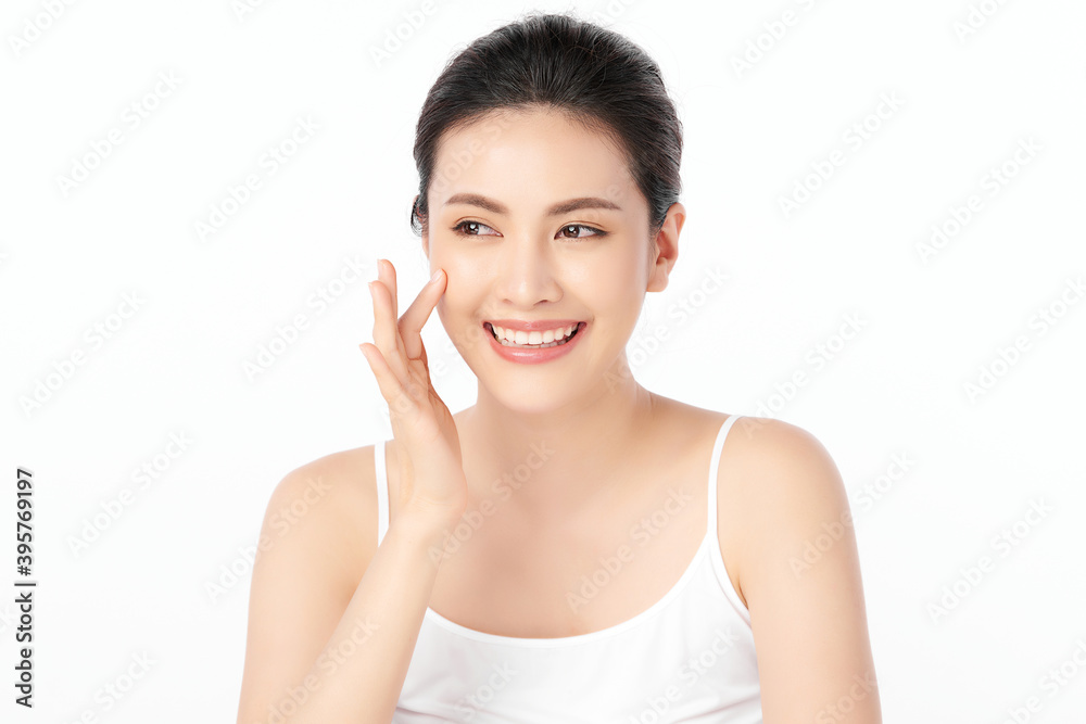 Beautiful young asian woman with clean fresh skin on white background, Face care, Facial treatment, Cosmetology, beauty and spa, Asian women portrait Beautiful young asian woman with clean fresh skin on white background, Face care, Facial treatment, Cosmetology, beauty and spa, Asian women portrait