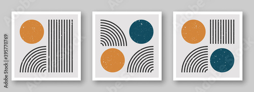 
Trendy contemporary set of abstract creative minimalist compositions for wall decoration, postcard or brochure cover design in vintage style art.  
EPS10 vector.