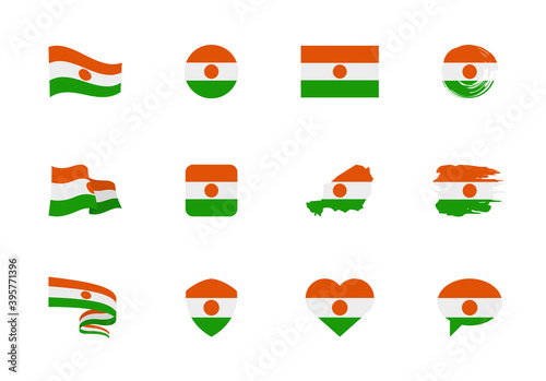 Free Download Niger flag - flat collection. Flags of different shaped twelve flat icons. - GFXLoad