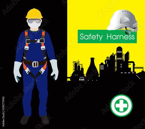 safety harness equipment and lanyard for work at heights