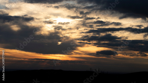 landscape in algeria and sunset sky with clouds . Beautiful moment the miracle of nature 