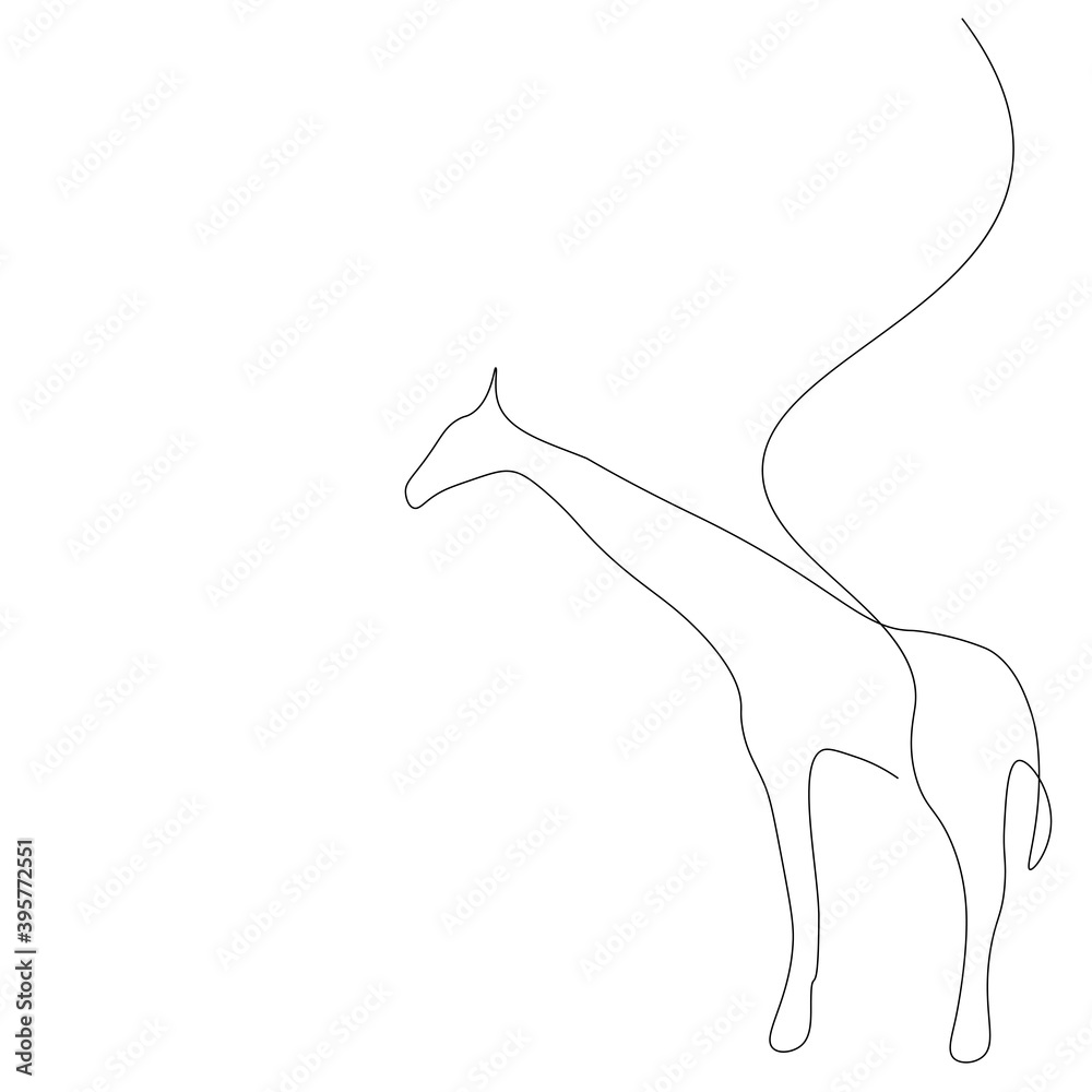 Fototapeta premium Giraffe animal drawing. Vector illustration