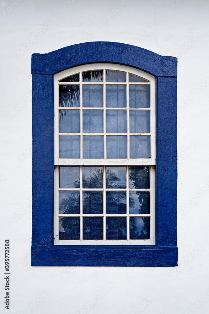 Blue colonial window in Ritapolis, Minas Gerais, Brazil Blue colonial window in Ritapolis, Minas Gerais, Brazil