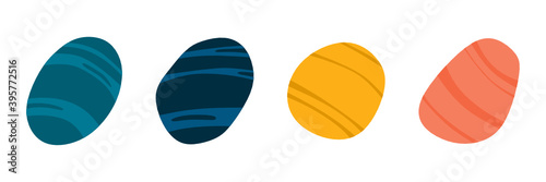 Stripped colorful stone illustration set