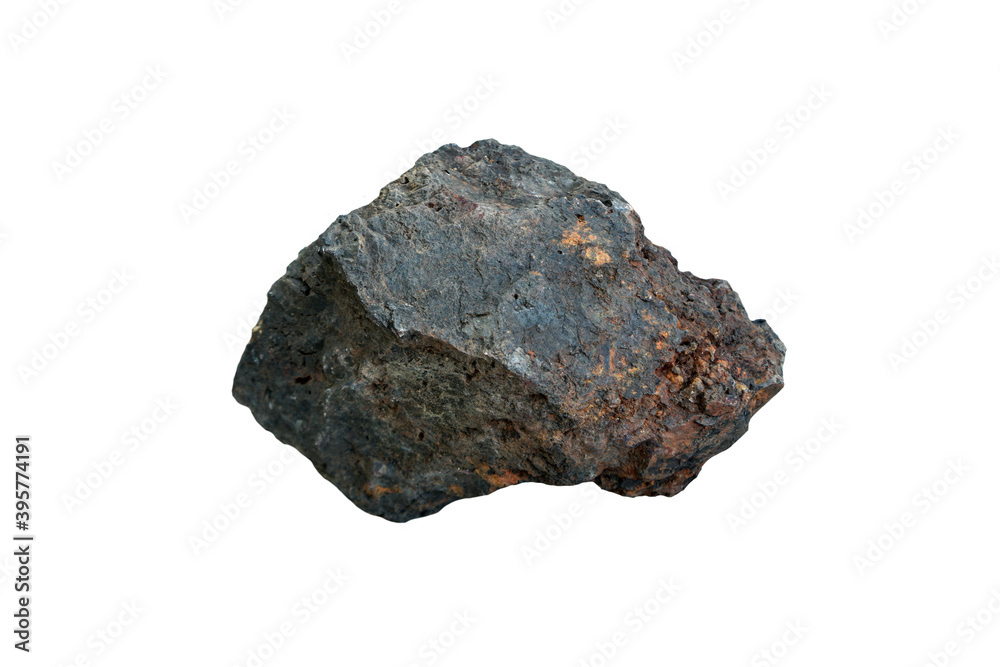 hematite rock isolated on white background. 