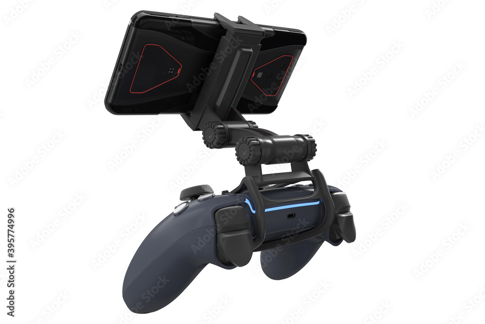 Realistic joystick for playing games on a mobile phone isolated on white