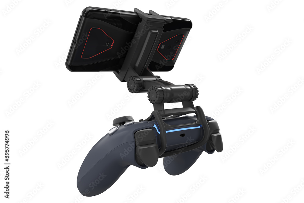 Realistic joystick for playing games on a mobile phone isolated on white Realistic joystick for playing games on a mobile phone isolated on white