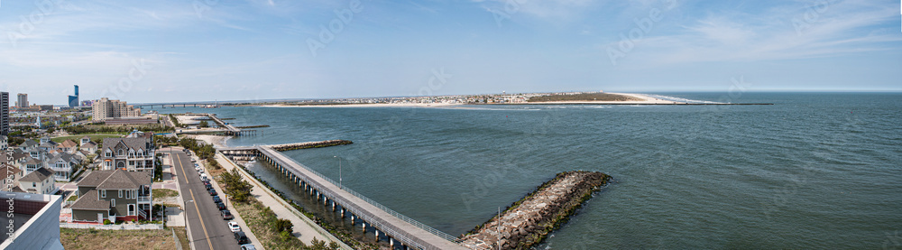 View from our balcony of our hotel in Atlantic City, NJ showing a panoramic view of Absecon Inlet on a beautiful summer day.