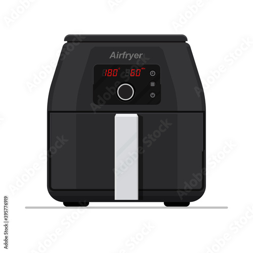 Air fryer kitchen vector flat design isolated on white background.