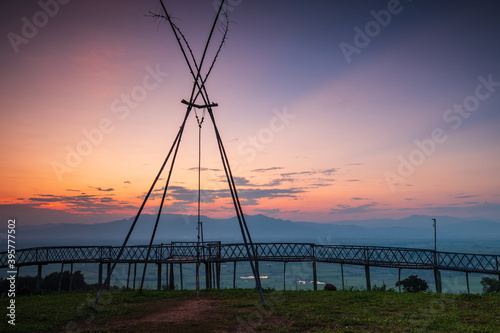 The bamboo bridge in the hill tribe village on a high mountain in northern of Thailand.