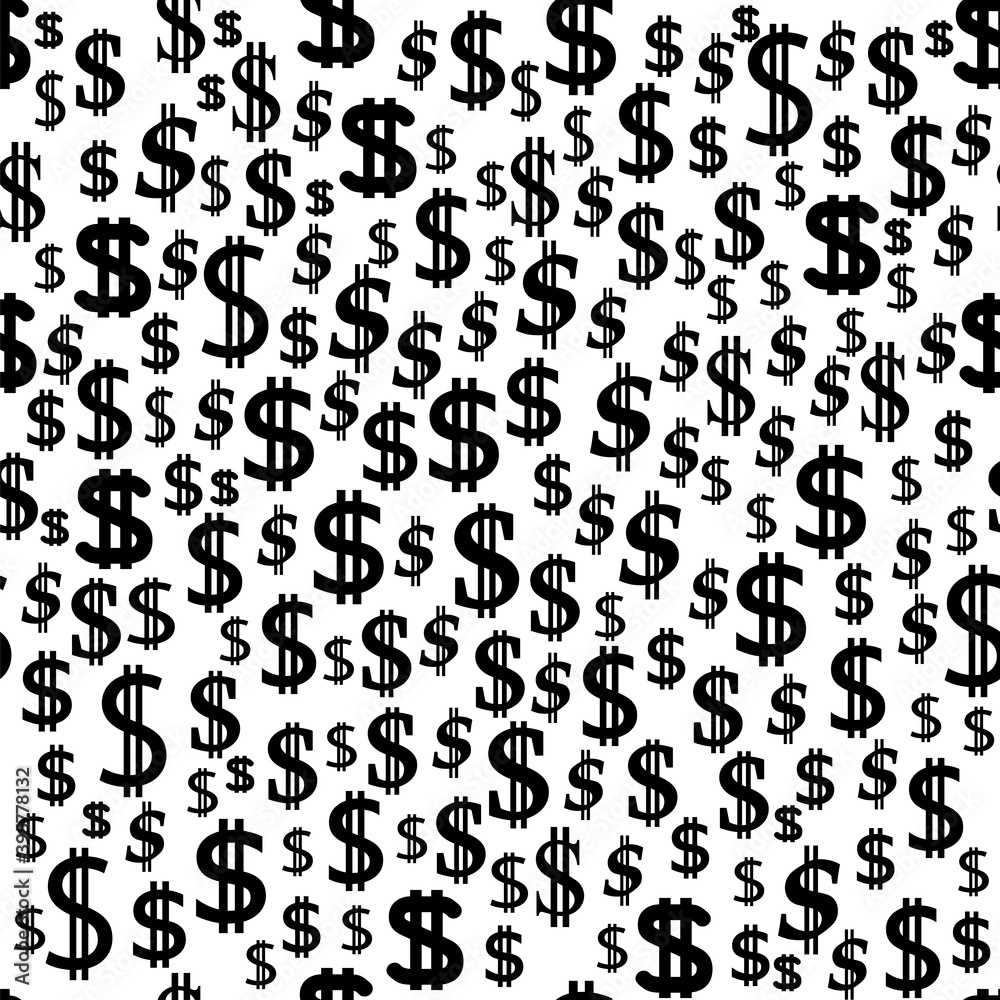Dollar Icon Seamless Pattern Isolated on White Background. Dollar Icon Seamless Pattern Isolated on White Background.