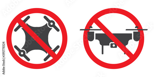 Set of no drone zone sign, Isolated Illustration Images.