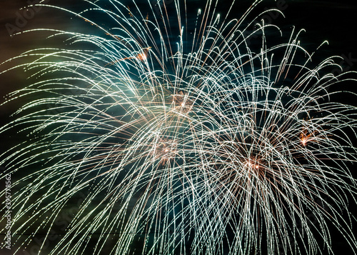 Beautiful fireworks in night sky for New Year