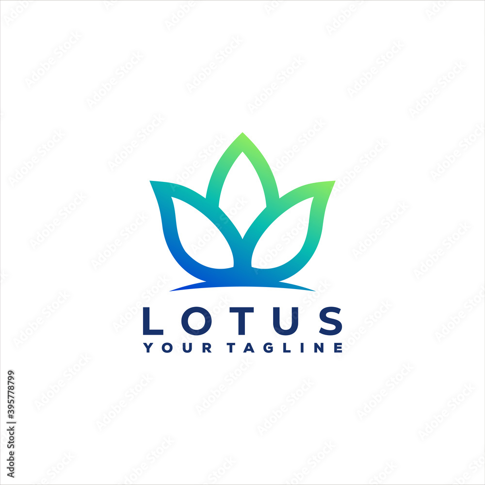 lotus flower gradient logo design